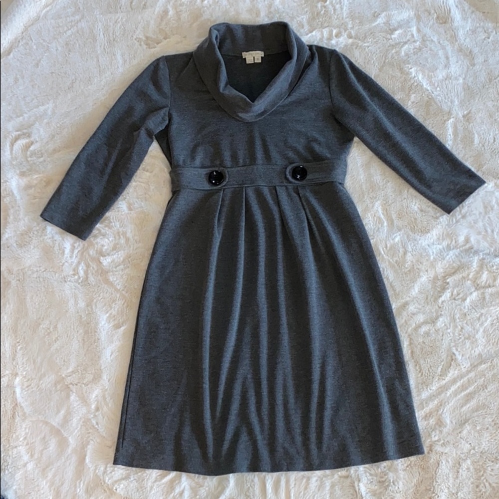 London Times Knee Length Mock Neck Dress